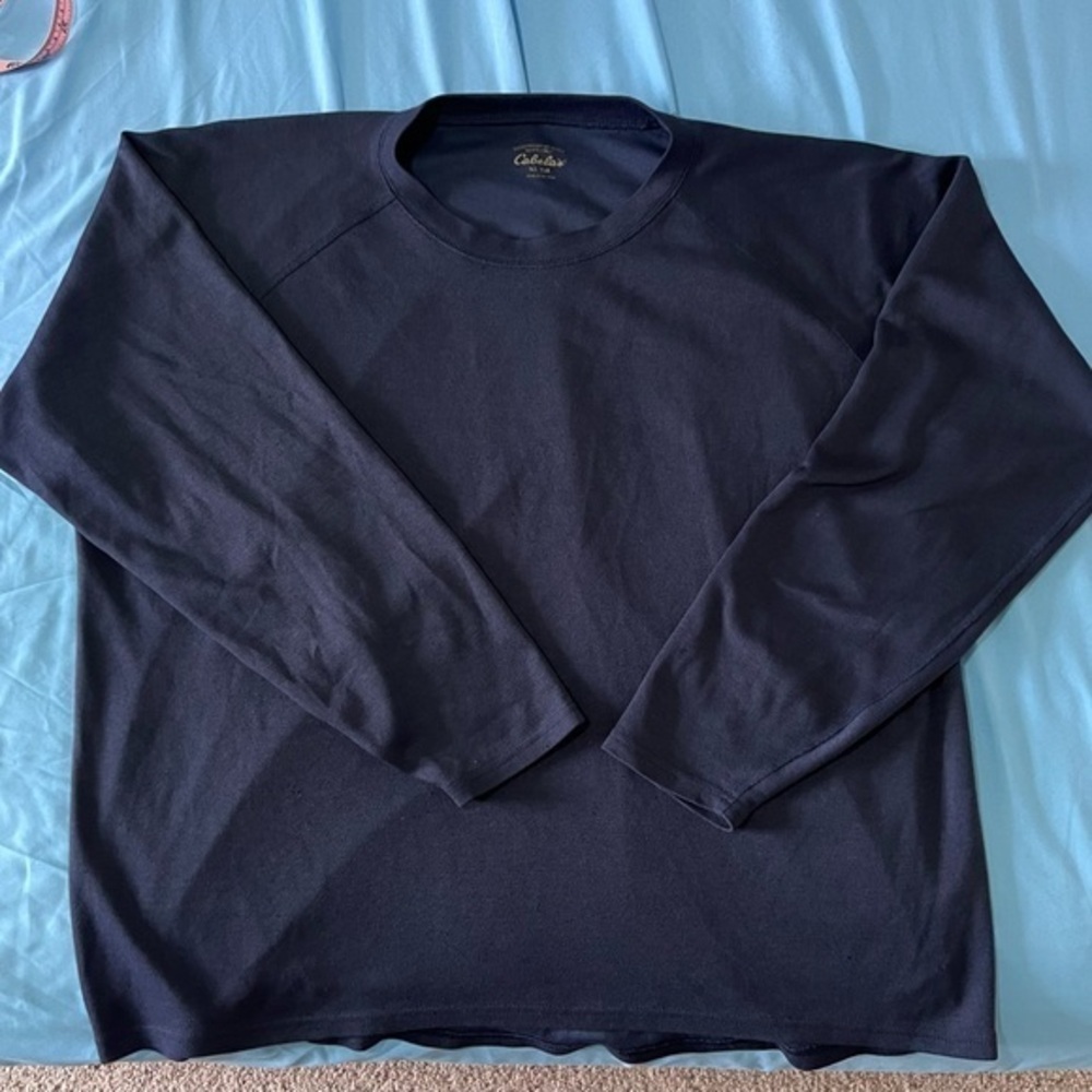Cabela's Navy Knit Logo Long Sleeve